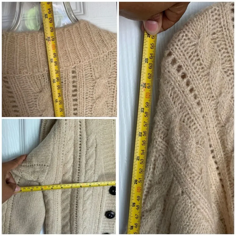ELIE ELIE TAHARI Women Cable Knit Cardigan S/P Beige